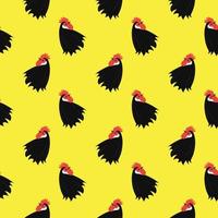 kyckling huvud, sömlös mönster på gul bakgrund. vektor