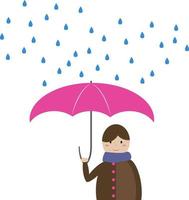 paraply på regn, illustration, vektor på vit bakgrund.