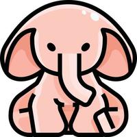 rosa elefant, illustration, vektor på vit bakgrund.