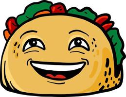 Happy Taco, Illustration, Vektor auf weißem Hintergrund