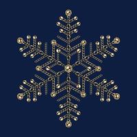 ausgefallene Schneeflocke aus Schmuck Goldketten mit glänzenden Kugelperlen. elegante juwelenillustration für winterschlussverkauf, weihnachten, neujahrsfeiertage, geschenkdekoration. vektor