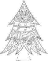 jul träd färg sida med mandala stil vektor