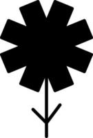 svart blomma med åtta kronblad, illustration, vektor på vit bakgrund.