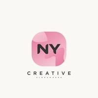 ny anfangsbuchstabe logo icon design template elemente mit wellenfarbener kunst vektor