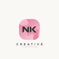 nk anfangsbuchstabe logo icon design template elemente mit wellenfarbener kunst vektor