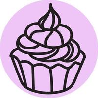 rosa cupcake, illustration, vektor på vit bakgrund.