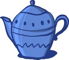 blå te pott, illustration, vektor på vit bakgrund