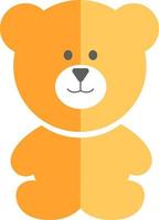 Gelbes und orangefarbenes Bärenspielzeug, Illustration, Vektor auf weißem Hintergrund.