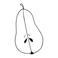 Birne halb handgezeichnet im Doodle-Stil. Obst, Essen. Symbol, Aufkleber. vektor