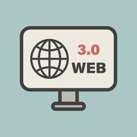 Web 3.0. Desktopsymbol mit fortschrittlicher Internettechnologie. vektor