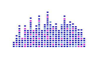 abstrakter musikalischer blauer und rosa Equalizer auf weißem Hintergrund vektor