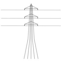 vektor illustration av en torn levererar elektricitet till de stad. svart hög mast med trådar på en vit bakgrund. bra för tillförsel logotyper och banderoller.