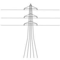 Vektorgrafik eines Turms, der die Stadt mit Strom versorgt. schwarzer hoher Mast mit Drähten auf weißem Hintergrund. ideal für Versorgungslogos und Banner. vektor