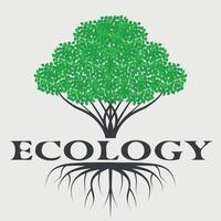 grön träd med rötter ekologisk logotyp design vektor