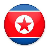 flagge von nordkorea in form eines runden knopfes mit einem leichten glanz und einem schatten. das Symbol des Unabhängigkeitstages, ein Souvenir, eine Schaltfläche zum Umschalten der Sprache auf der Website, ein Symbol. vektor