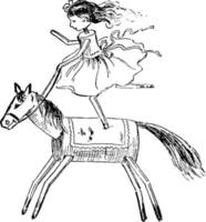 flicka på häst, årgång illustration vektor