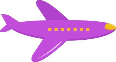 Lila Flugzeug, Illustration, Vektor auf weißem Hintergrund.