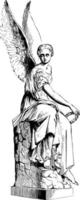 staty av seger var representerar en grekisk gudinna, årgång gravyr. vektor