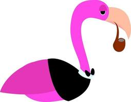 flamingo rökning, illustration, vektor på vit bakgrund.