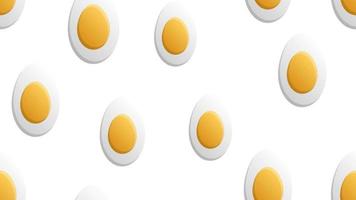 kokt ägg på en vit bakgrund, vektor illustration, mönster. ägg med gul äggula. utsökt frukost. sömlös illustration. eleganta dekor snabb mat tapet