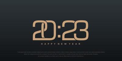 2023 Lycklig ny år logotyp text design. 2023 siffra design mall. vektor illustration.