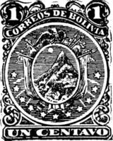 Bolivien un centavo Briefmarke, 1887, Vintage Illustration vektor