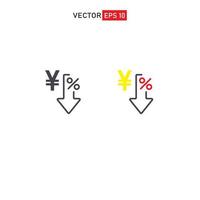 Rate verringern, Prozent verringern einfache schwarze Linie Web-Symbol Vektor-Illustration vektor