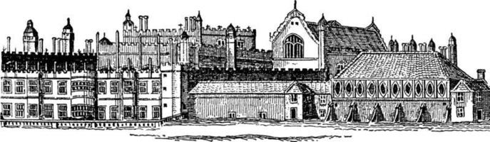 hampton domstol palats, årgång illustration. vektor