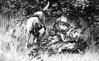 James och hund, årgång illustration. vektor