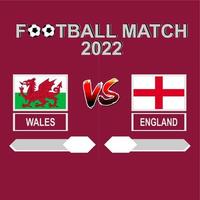 wales vs england fußballwettbewerb 2022 vorlage hintergrundvektor für zeitplan, ergebnisspiel vektor