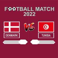 Danmark mot tunisien fotboll konkurrens 2022 mall bakgrund vektor för schema, resultat match