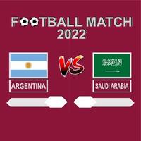 argentinien gegen saudi-arabien fußballwettbewerb 2022 vorlage hintergrundvektor für zeitplan, ergebnisspiel vektor