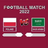 polen vs. saudi-arabien fußballwettbewerb 2022 vorlage hintergrundvektor für zeitplan, ergebnisspiel vektor