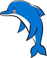 glücklicher blauer Delfin, Illustration, Vektor auf weißem Hintergrund.