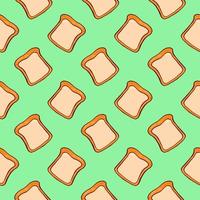 schöne Scheibe Brot, nahtloses Muster auf grünem Hintergrund. vektor