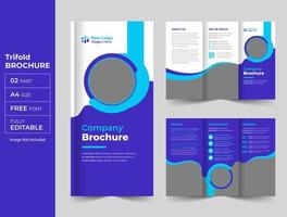 blå företags- professionell trifold broschyr modern omslag design mall vektor