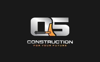 qs logotyp grävmaskin för konstruktion företag. tung Utrustning mall vektor illustration för din varumärke.