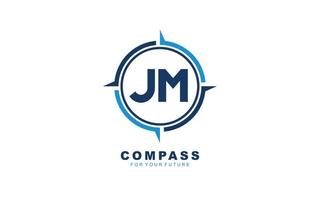 jm-Logo-Navigation für Markenunternehmen. Kompass-Vorlage, Vektorgrafik für Ihre Marke. vektor