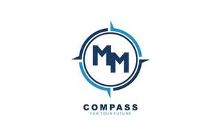 mm-Logo-Navigation für Branding-Unternehmen. Kompass-Vorlage, Vektorgrafik für Ihre Marke. vektor