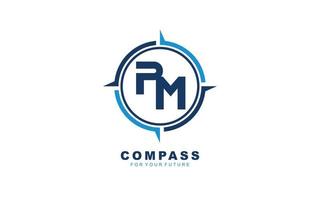 pm-Logo-Navigation für Markenunternehmen. Kompass-Vorlage, Vektorgrafik für Ihre Marke. vektor