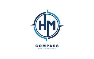 hm-Logo-Navigation für Markenunternehmen. Kompass-Vorlage, Vektorgrafik für Ihre Marke. vektor