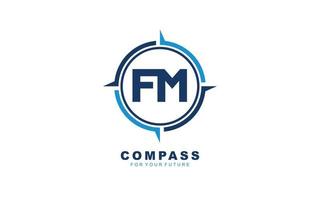 fm-Logo-Navigation für Markenunternehmen. Kompass-Vorlage, Vektorgrafik für Ihre Marke. vektor