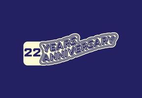 22 år årsdag logotyp och klistermärke design mall vektor