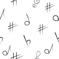 nahtloses muster der handzeichnung der musikalischen zeichen. vektor
