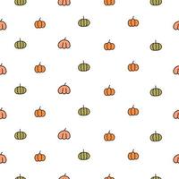 nahtlose Herbstmuster mit Kürbissen einfachen Stil begrenzte Palette. Vektormuster auf weißem Hintergrund perfekt für Stoff, Einladungen, Poster, Druck vektor