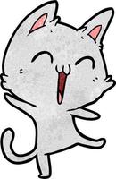 Retro-Grunge-Textur Cartoon-Katze lacht vektor