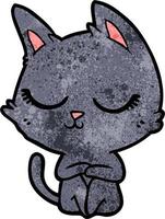 Retro-Grunge-Textur Cartoon ruhige Katze vektor