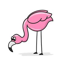 Cartoon-Flamingo. süßer rosa flamingo. Cartoon-Aufkleber, dicker Umriss. Symbol für Design vektor