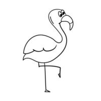 enkel flamingo, översikt vektor. vektor illustration av tecknad serie flamingo - färg bok