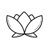 lotus blomma klotter ikon, vektor illustration på vit. översikt teckning för färg sida.